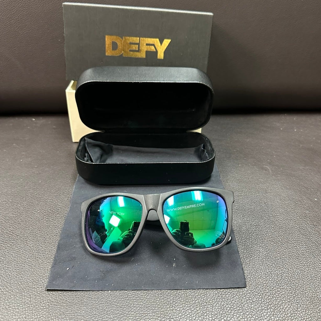 DEFY EMPIRE NEW YORK MATTE BLACK / GREEN POLARIZED SUNGLASS