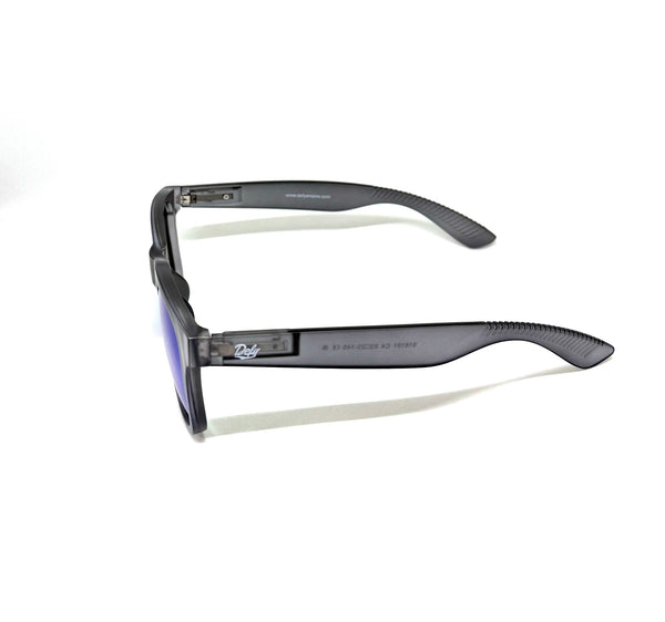 DEFY EMPIRE ORLANDO - MATTE FROSTED GREY FRAME POLARIZED MIRROR GREEN LENSES SUNGLASS