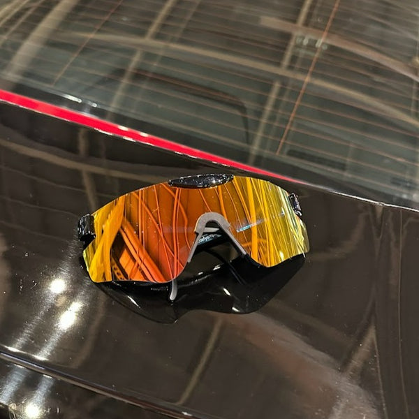 Defy Empire DFYEMP Phoenix -  Gloss Black Splatter Fire Orange Mirror POLARIZED SUNGLASS