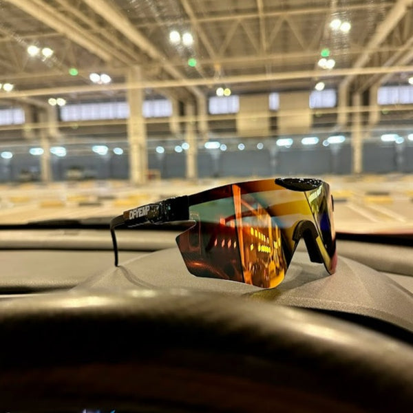 Defy Empire DFYEMP Phoenix -  Gloss Black Splatter Fire Orange Mirror POLARIZED SUNGLASS