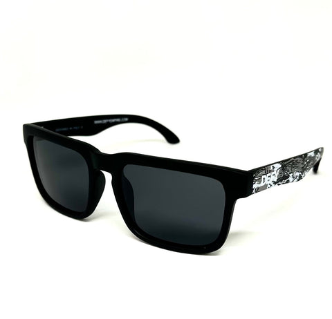 DEFY EMPIRE BROOKLYN PRM PREMIUM - PALOMINO BEACH MATTE BLACK FRAME POLARIZED GREY LENSES SUNGLASS