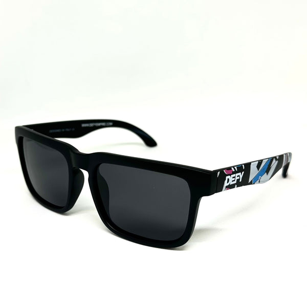 DEFY EMPIRE BROOKLYN PRM PREMIUM - RETRO 1982 MATTE BLACK FRAME POLARIZED GREY LENSES SUNGLASS