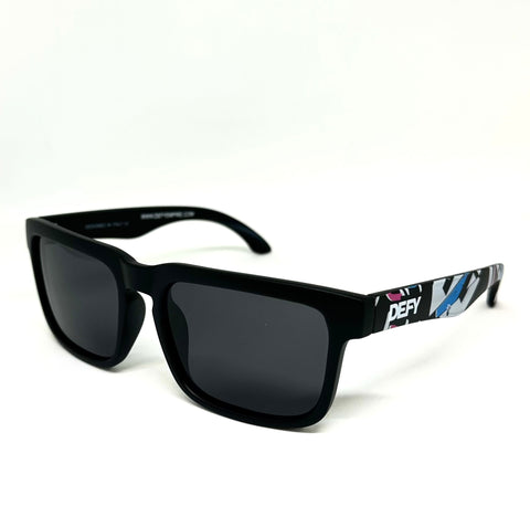 DEFY EMPIRE BROOKLYN PRM PREMIUM - RETRO 1982 MATTE BLACK FRAME POLARIZED GREY LENSES SUNGLASS