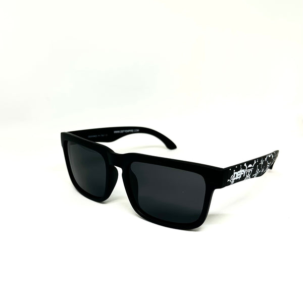 DEFY EMPIRE BROOKLYN PRM PREMIUM - BONES MATTE BLACK FRAME POLARIZED GREY LENSES SUNGLASS