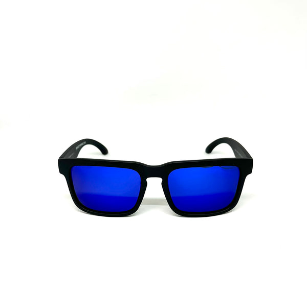 DEFY EMPIRE BROOKLYN PRM PREMIUM - ROYAL BLUE MATTE BLACK FRAME POLARIZED BLUE MIRROR LENSES SUNGLASS