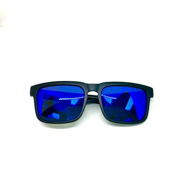 DEFY EMPIRE BROOKLYN PRM PREMIUM - ROYAL BLUE MATTE BLACK FRAME POLARIZED BLUE MIRROR LENSES SUNGLASS