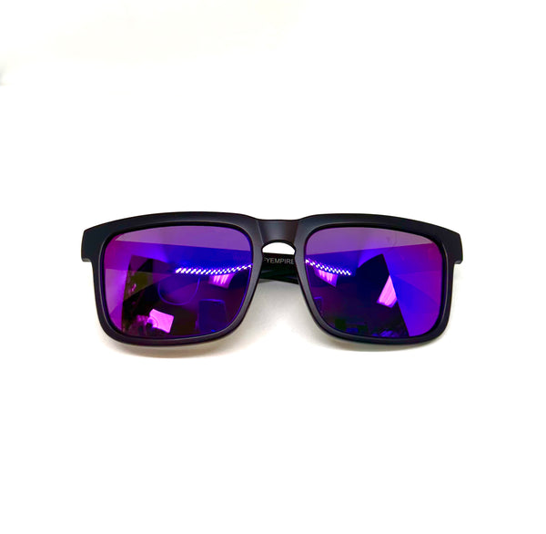 DEFY EMPIRE BROOKLYN PRM PREMIUM - INDIGO MATTE BLACK FRAME POLARIZED PURPLE MIRROR LENSES SUNGLASS