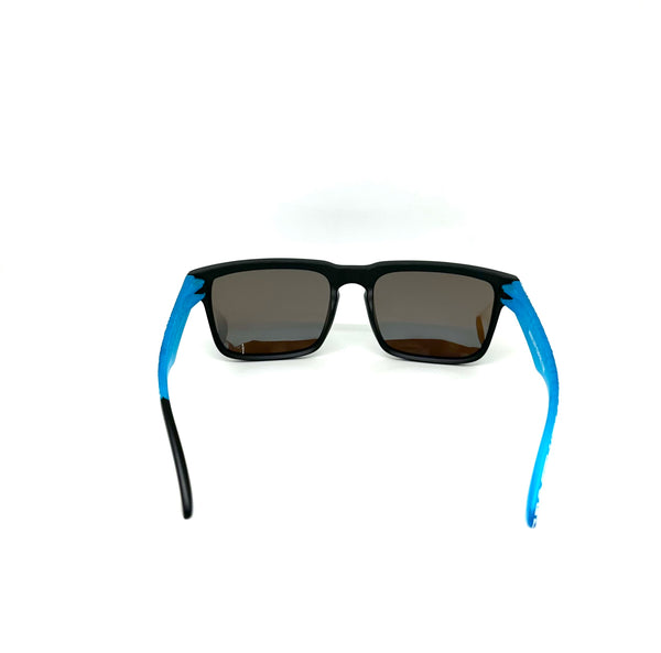 DEFY EMPIRE BROOKLYN SE SPECIAL EDITION - WHITE BLUE ELEPHANT PRINT MATTE BLACK FRAME POLARIZED BLUE MIRROR LENSES SUNGLASS