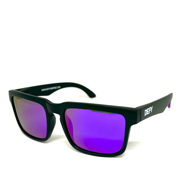 DEFY EMPIRE BROOKLYN SPECIAL EDITION - PURPLE GRAPE MATTE BLACK FRAME POLARIZED PURPLE MIRROR LENSES SUNGLASS