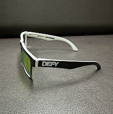 DEFY EMPIRE BROOKLYN - MATTE BLACK AND WHITE FRAME/RED MIRROR POLARIZED LENSES SUNGLASS
