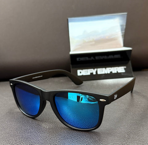 DEFY EMPIRE FLORIDA - MATTE BLACK / BLUE MIRROR POLARIZED SUNGLASS