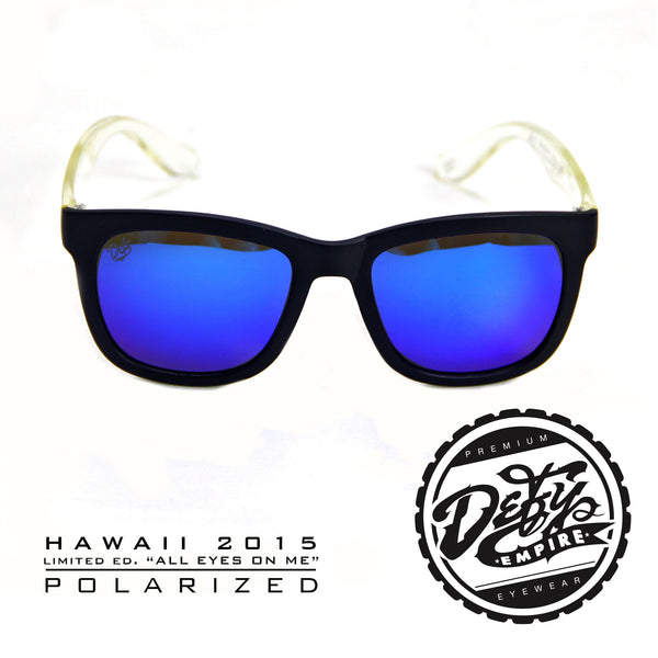 HAWAII - "ALL EYES ON ME" MATTE BLACK/BLUE POLARIZED SUNGLASS TOP SELLER