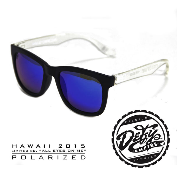 HAWAII - "ALL EYES ON ME" MATTE BLACK/BLUE POLARIZED SUNGLASS TOP SELLER