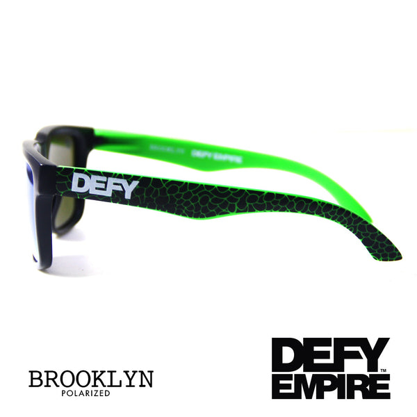 BROOKLYN - MATTE BLACK FRAME/GREEN MIRROR POLARIZED LENSES SUNGLASS ELEPHANT PRINT