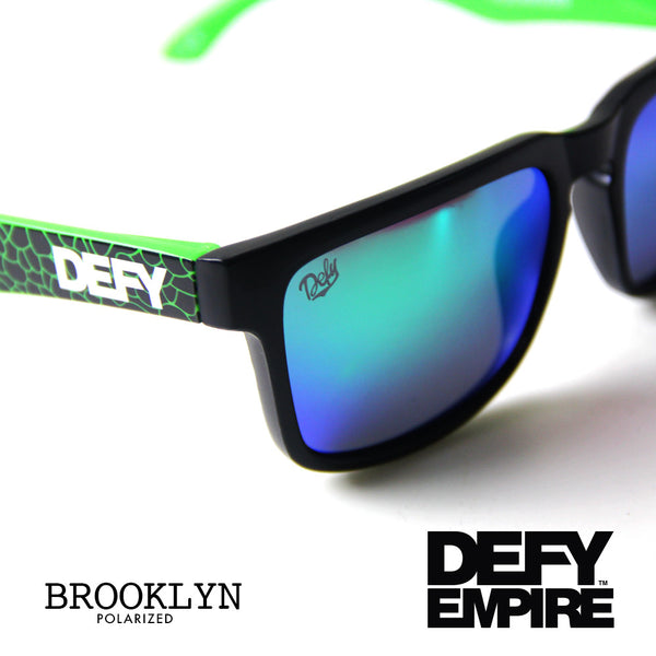 BROOKLYN - MATTE BLACK FRAME/GREEN MIRROR POLARIZED LENSES SUNGLASS ELEPHANT PRINT