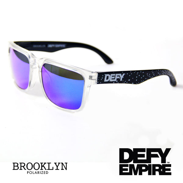 BROOKLYN - CLEAR FRAME/BLUE MIRROR POLARIZED LENSES SUNGLASS JORDAN CEMENT