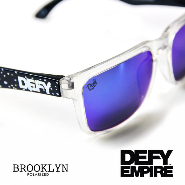 BROOKLYN - CLEAR FRAME/BLUE MIRROR POLARIZED LENSES SUNGLASS JORDAN CEMENT