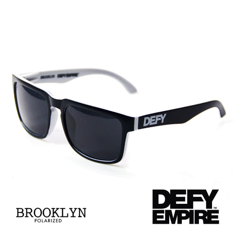 BROOKLYN - MATTE BLACK AND WHITE FRAME/GREY POLARIZED LENSES SUNGLASS