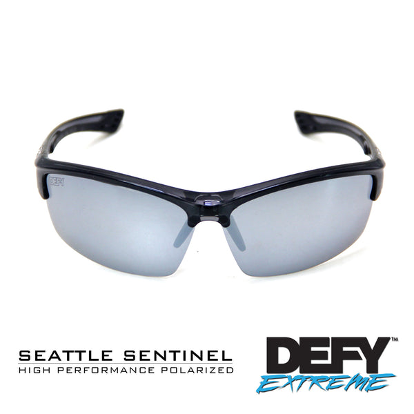 SEATTLE SENTINEL BLACK CLEAR/SILVER POLARIZED SUNGLASS WITH BLUE LIGHT FILTER CLEAR YELLOW LENSES