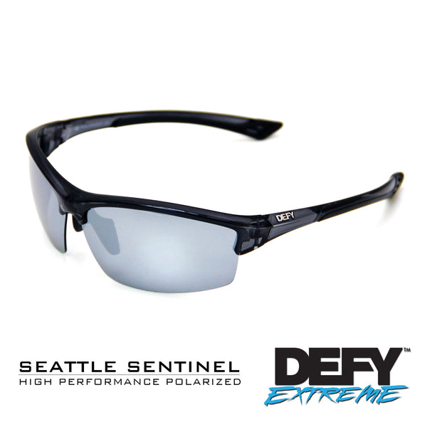 SEATTLE SENTINEL BLACK CLEAR/SILVER POLARIZED SUNGLASS WITH BLUE LIGHT FILTER CLEAR YELLOW LENSES