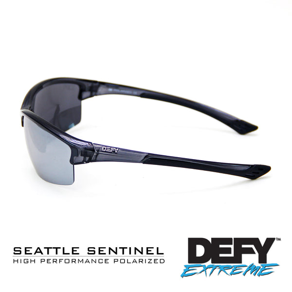 SEATTLE SENTINEL BLACK CLEAR/SILVER POLARIZED SUNGLASS WITH BLUE LIGHT FILTER CLEAR YELLOW LENSES