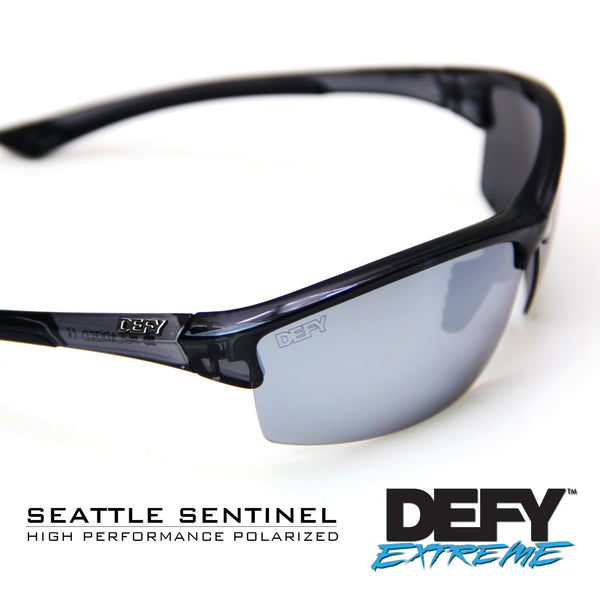 SEATTLE SENTINEL BLACK CLEAR/SILVER POLARIZED SUNGLASS WITH BLUE LIGHT FILTER CLEAR YELLOW LENSES