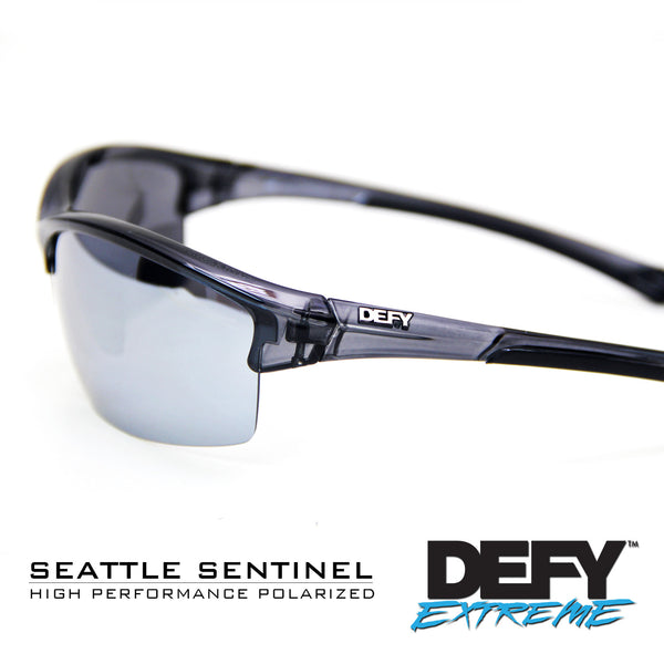 SEATTLE SENTINEL BLACK CLEAR/SILVER POLARIZED SUNGLASS WITH BLUE LIGHT FILTER CLEAR YELLOW LENSES