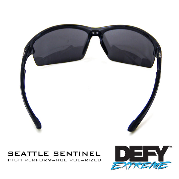 SEATTLE SENTINEL BLACK CLEAR/SILVER POLARIZED SUNGLASS WITH BLUE LIGHT FILTER CLEAR YELLOW LENSES