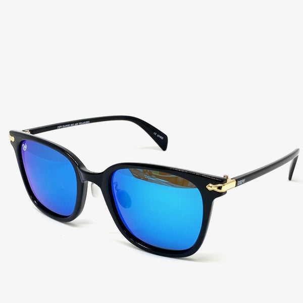 BEL AIR - GLOSS BLACK FRAME/BLUE MIRROR POLARIZED LENSES SUNGLASS