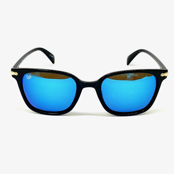 BEL AIR - GLOSS BLACK FRAME/BLUE MIRROR POLARIZED LENSES SUNGLASS