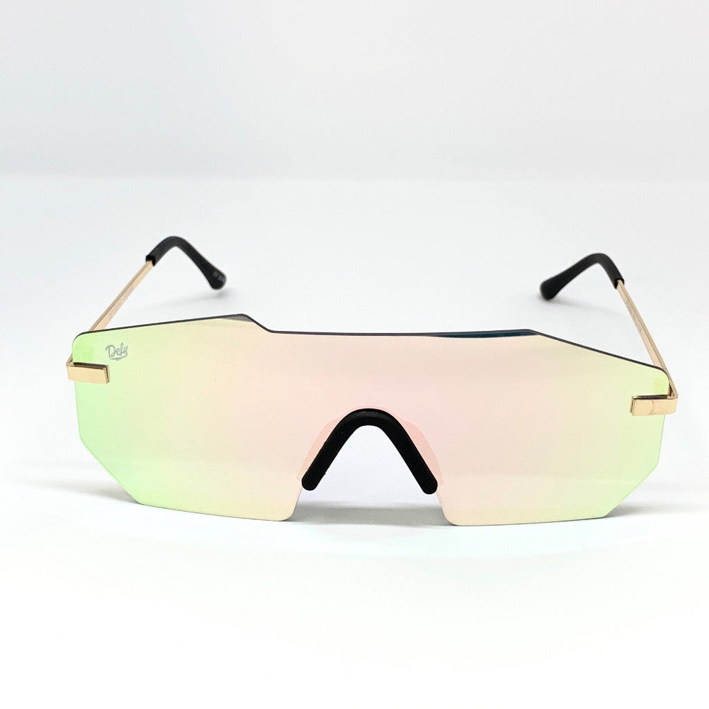ROCKFORD PLATINUM FRAME ROSE GOLD PINK MIRROR LENSES SUNGLASS