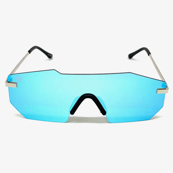 ROCKFORD -PLATINUM FRAME / BLUE MIRROR LENSES SUNGLASS