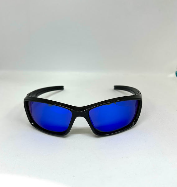 DEFY EMPIRE DALLAS VALKYRIE METALLIC BLACK/BLUE POLARIZED SUNGLASS