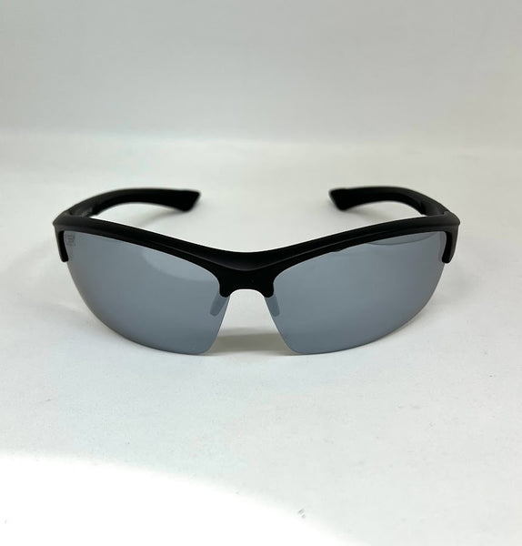 DEFY EMPIRE SEATTLE SENTINEL MATTE BLACK/SILVER POLARIZED SUNGLASS WITH BLUE LIGHT FILTER CLEAR YELLOW LENSES