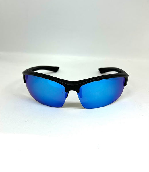 DEFY EMPIRE SEATTLE SENTINEL MATTE BLACK/BLUE POLARIZED SUNGLASS WITH BLUE LIGHT FILTER CLEAR YELLOW LENSES
