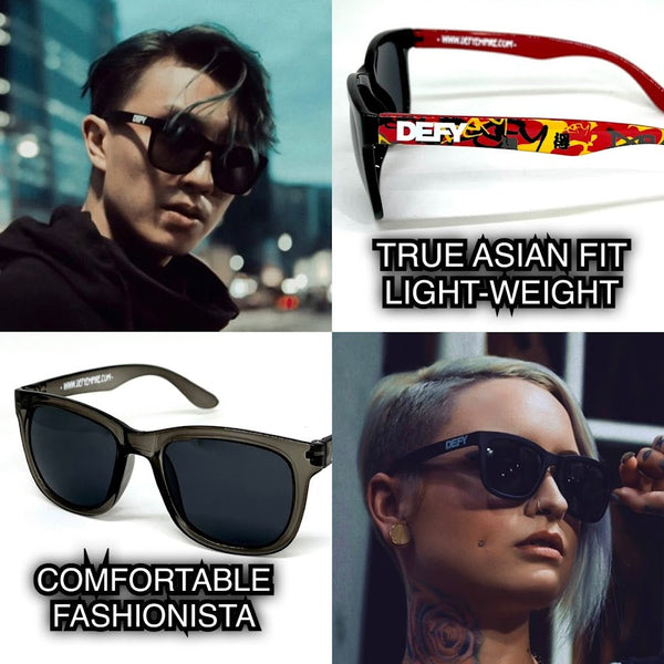 DEFY EMPIRE HAWAII -  MATTE BLACK/WHITE DARK GREY POLARIZED SUNGLASS 2022 UPDATE