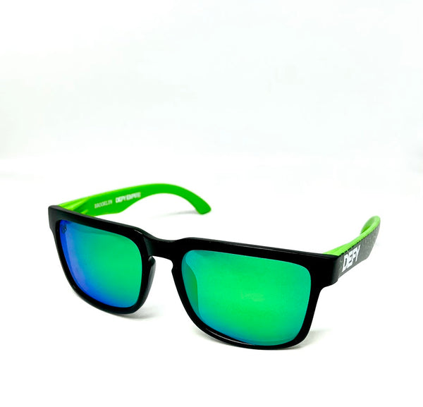 BROOKLYN - MATTE BLACK FRAME/GREEN MIRROR POLARIZED LENSES SUNGLASS ELEPHANT PRINT