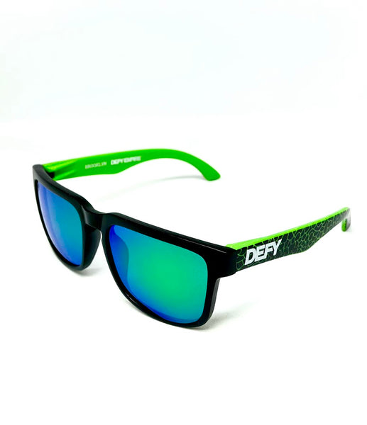 BROOKLYN - MATTE BLACK FRAME/GREEN MIRROR POLARIZED LENSES SUNGLASS ELEPHANT PRINT