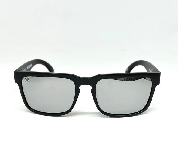 DEFY EMPIRE BROOKLYN - FULL MATTE BLACK FRAME SILVER MIRROR POLARIZED LENSES SUNGLASS