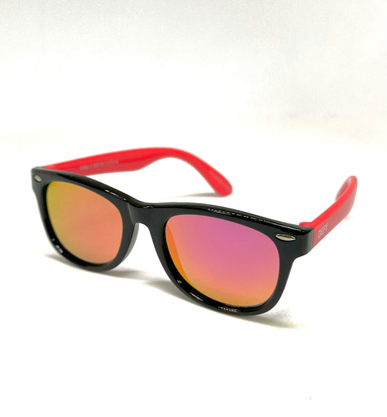 FLORIDA KIDS - GLOSS BLACK / RED PINK MIRROR POLARIZED SUNGLASS