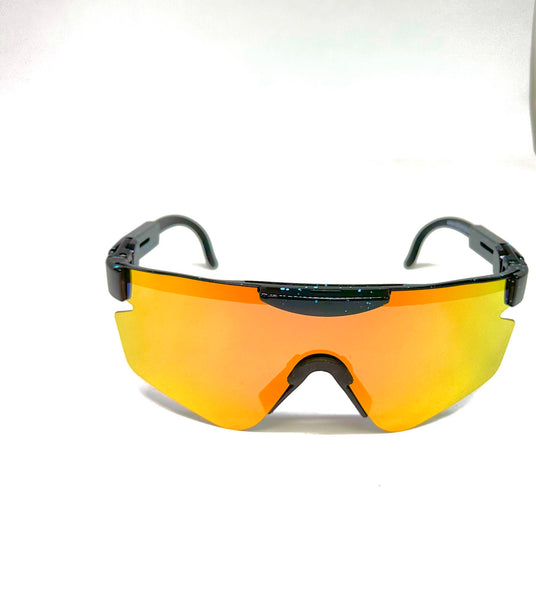 Defy Empire DFYEMP Phoenix -  Gloss Black Splatter Fire Orange Mirror POLARIZED SUNGLASS