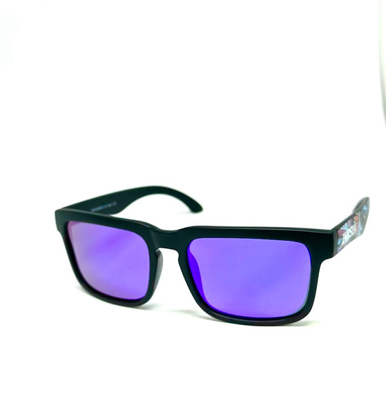 Defy Empire Lunarslam LNRSLM Anti-Lag -  Matte Black Bird of Paradise Purple Mirror POLARIZED SUNGLASS