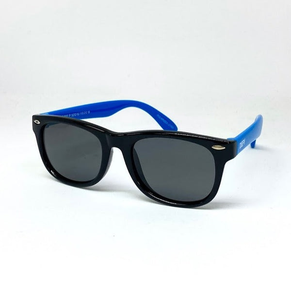 DEFY EMPIRE FLORIDA KIDS - GLOSS BLACK BLUE / GREY POLARIZED SUNGLASS