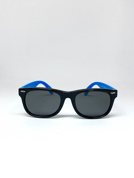 DEFY EMPIRE FLORIDA KIDS - GLOSS BLACK BLUE / GREY POLARIZED SUNGLASS