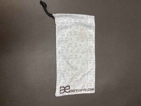 DEFY EMPIRE WHITE GRAFFITI MICROFIBRE SUNGLASS POUCH BAG ACTS AS CLEANING CLOTH