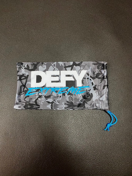 DEFY EMPIRE EXTREME GREY CAMO LARGE MICROFIBRE SUNGLASS POUCH BAG ACTS AS CLEANING CLOTH