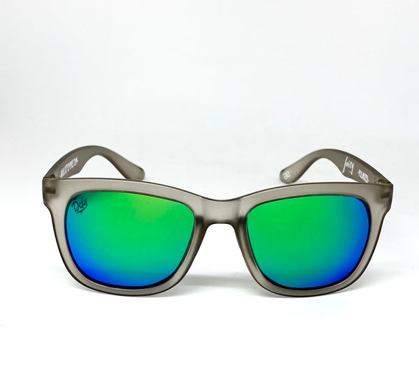 CUSTOMIZED HAWAII - "JUICY" FROSTED GREY/GREEN POLARIZED SUNGLASS