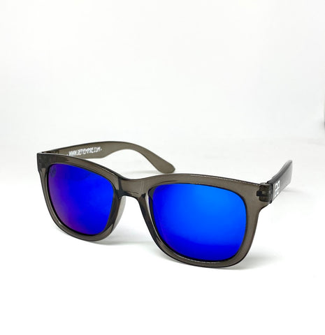 CUSTOMIZED HAWAII - "LOSE YOURSELF" BLACK CLEAR/BLUE MIRROR POLARIZED SUNGLASS LIMITED STOCK