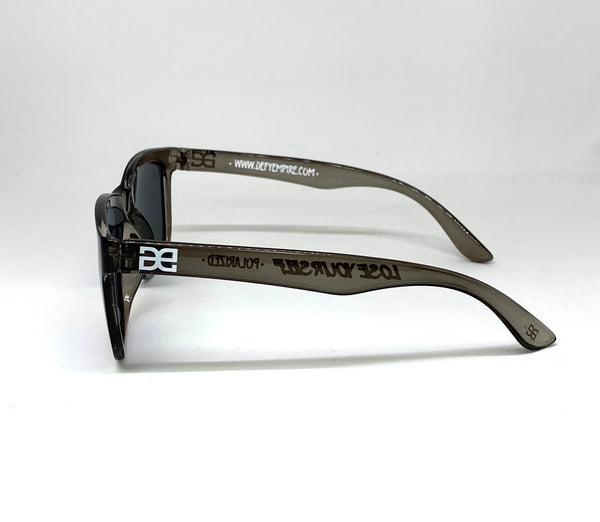 CUSTOMIZED HAWAII - "LOSE YOURSELF" BLACK CLEAR/BLUE MIRROR POLARIZED SUNGLASS LIMITED STOCK