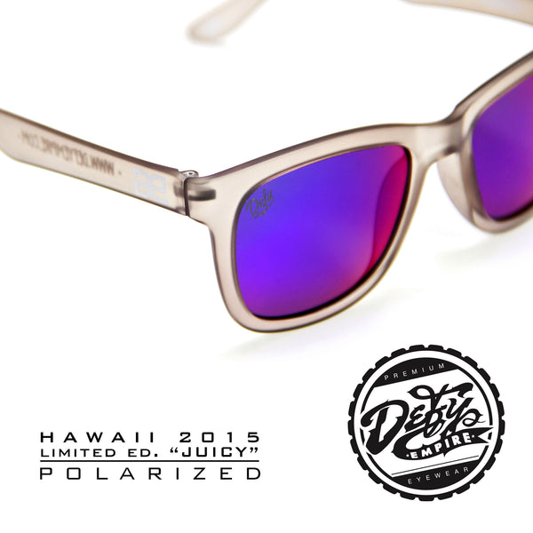 HAWAII - "JUICY" FROSTED GREY/BLUE-RED POLARIZED SUNGLASS
